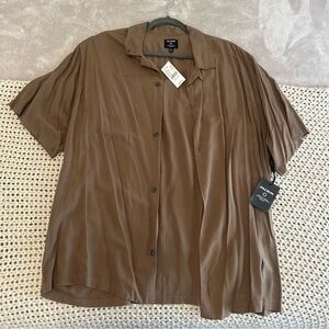 PacSun Men's Casual Brown Button Down Shirt